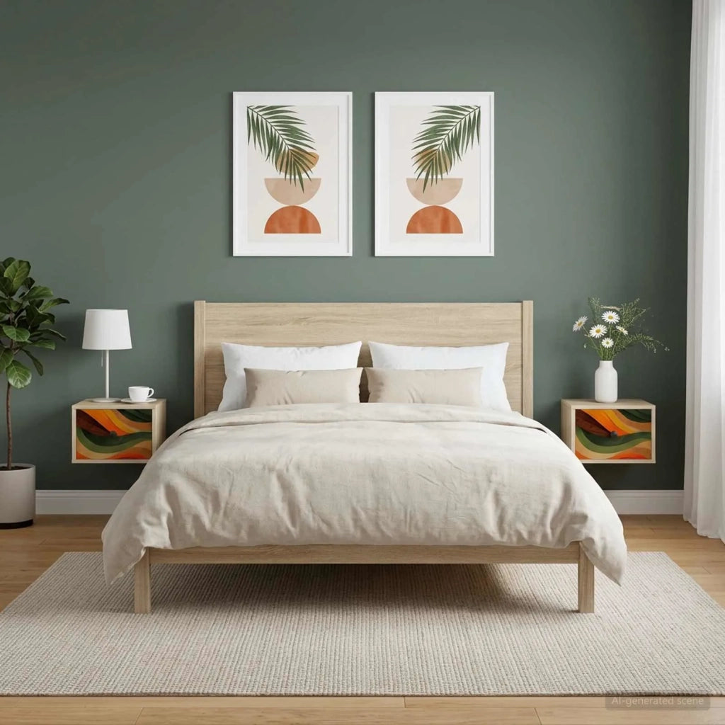 Mobiletto da comodino a parete BONN 2 pz Rovere Sonoma 8007478