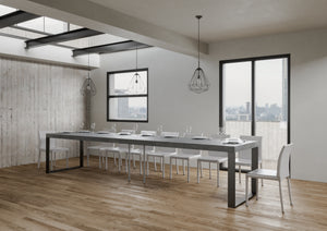 Tavolo Allungabile 120/380x90 cm Tecno Premium Cemento Gambe Antracite