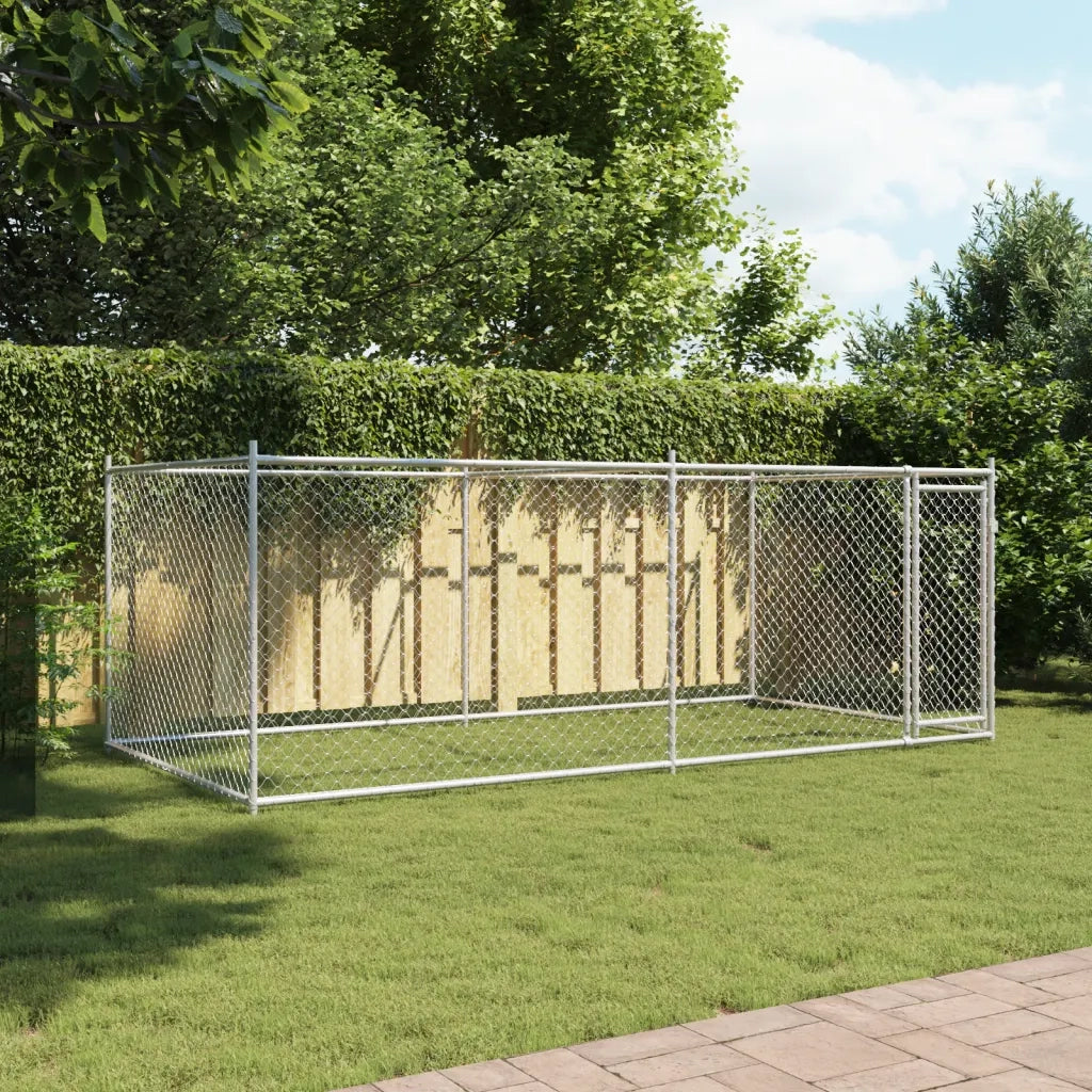 Gabbia per Cani con Porta Grigia 4x2x1,5 m in Acciaio Zincato CFW6413565