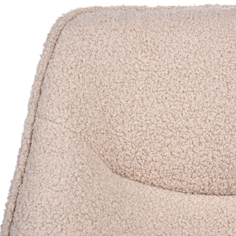Sedia girevole da ufficio in bouclé beige, regolabile in altezza, per l'ufficio domestico