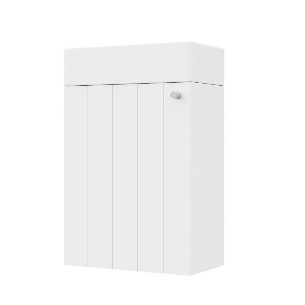 Mobile lavabo sospeso bianco in MDF e ceramica 41x23x62,5 cm