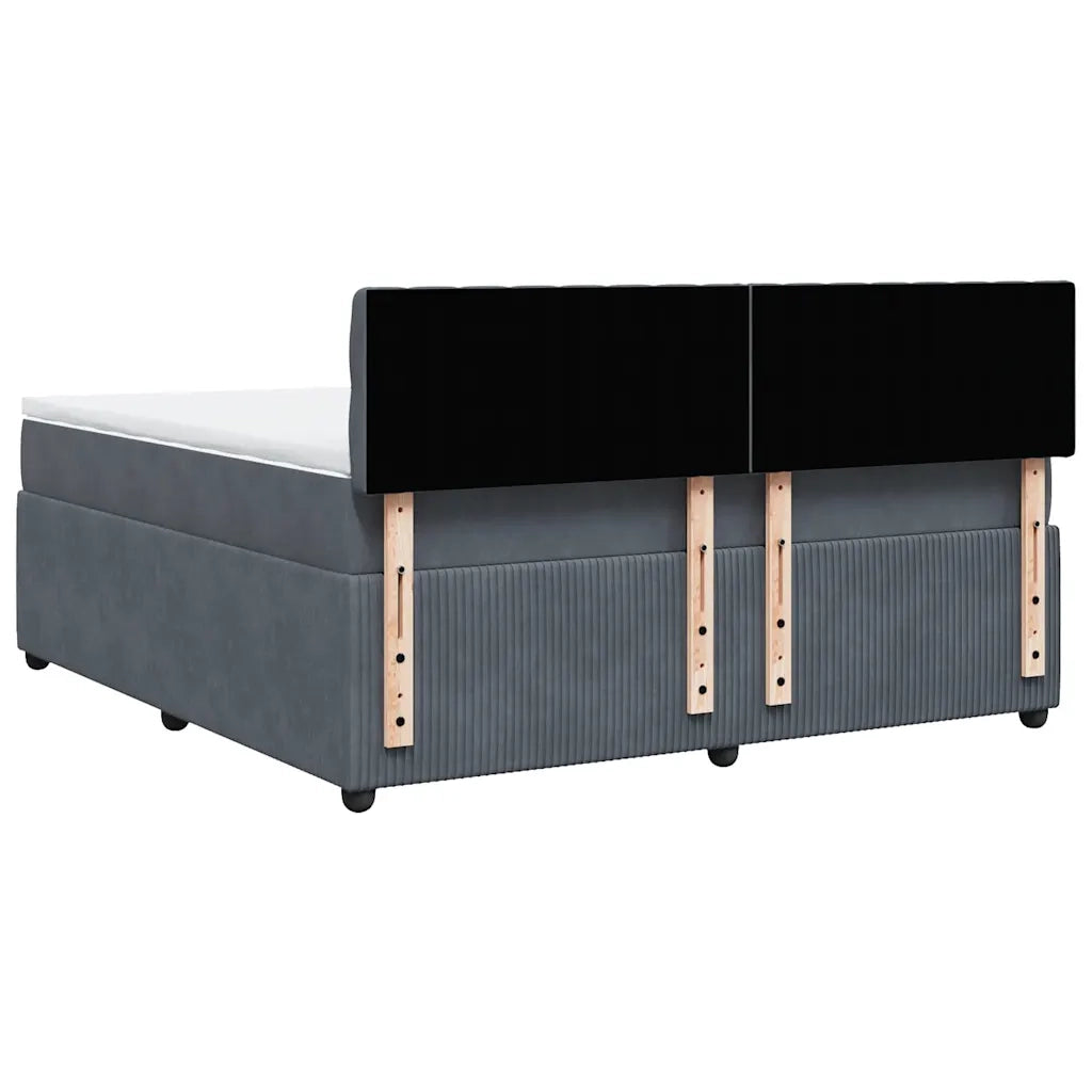 Giroletto a Molle con Materasso Grigio Scuro 180x200 cm Velluto