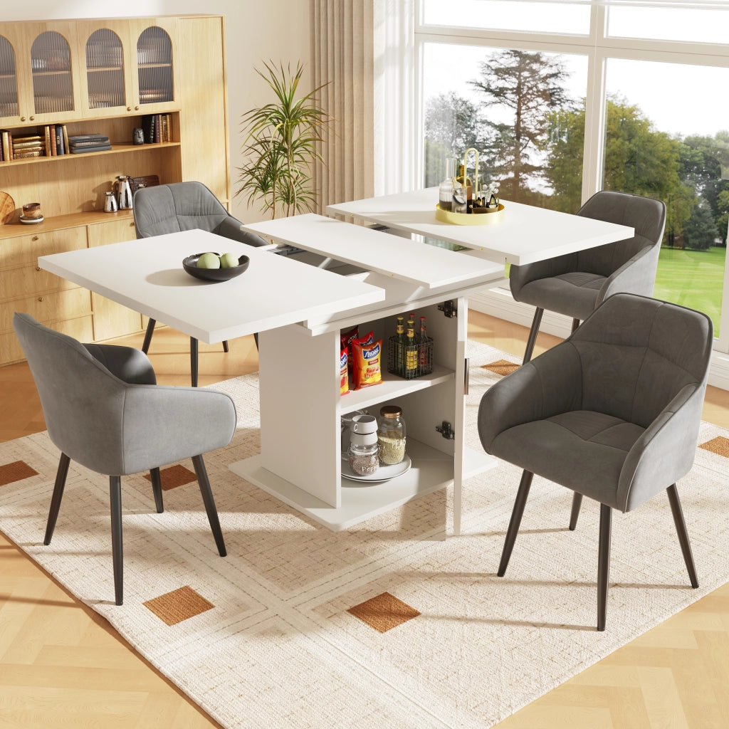 TAVOLO da pranzo allungabile 110-140 x 80 x 76 cm MDF e vetro bianco