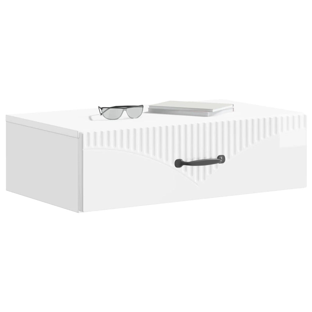 Tavolino da Parete Laterale Bianco Lucido 59 x 34,5 x 17 cm 898999