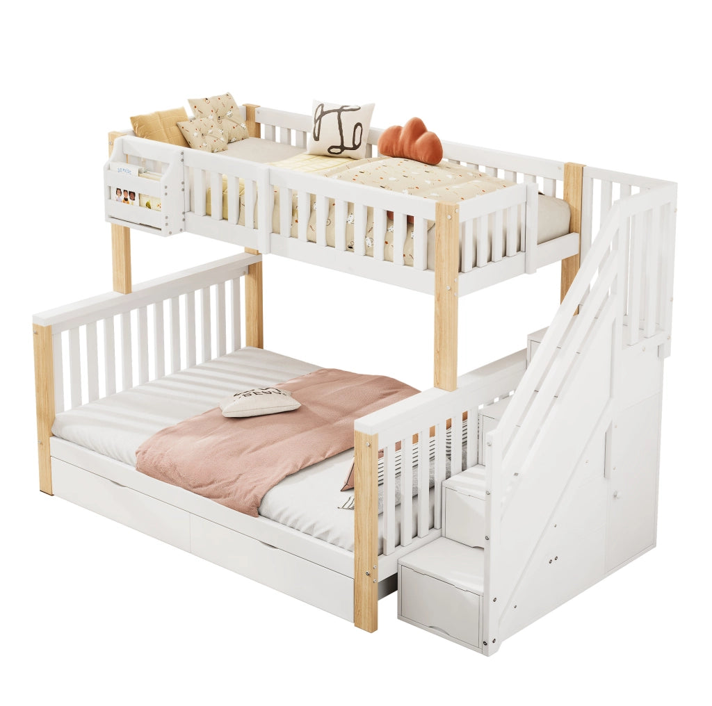 Letto a castello per bambini con cassetti e armadi