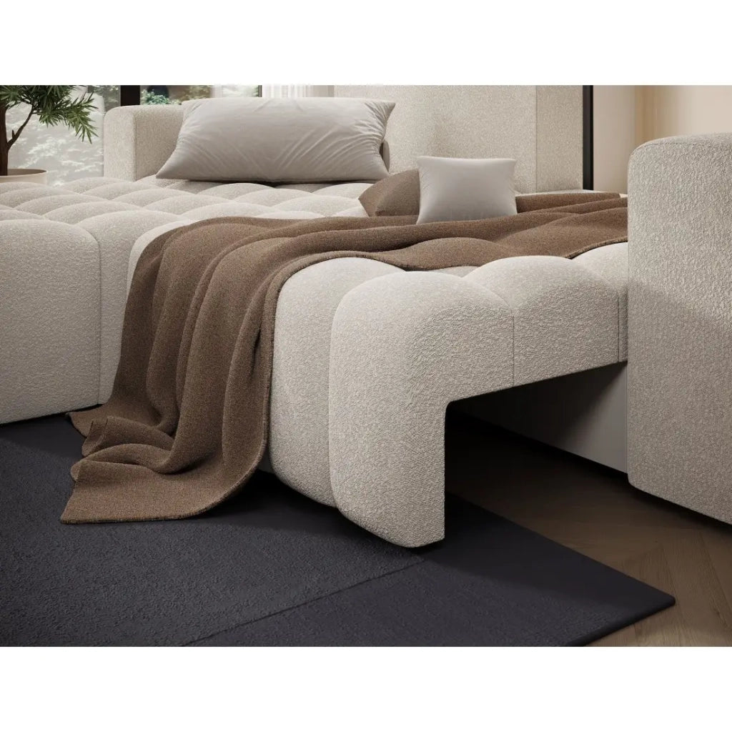 Divano angolare convertibile DORY beige 250 cm con vano contenitore angolo destro