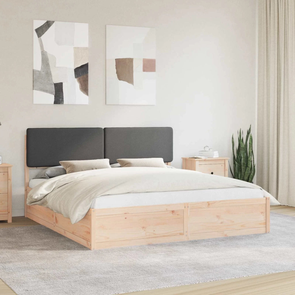 Letto con Testiera Rivestita Grigio scuro 200 x 200 cm