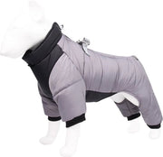 Giubbotto per cani - Impermeabile e riflettente - Cappuccio regolabile - Doppio sistema di chiusura - Vestito per cani - Comodo e caldo - Adatto a cani piccoli e medi - Cappuccio alto - Color grigio