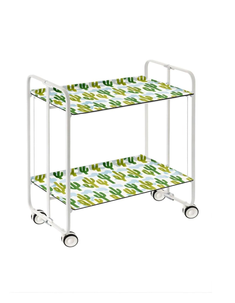 Carrello da cucina pieghevole bianco con ruote BAUHAUS 2 ripiani