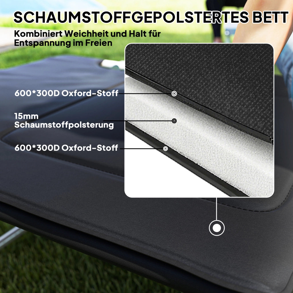 Letto Pieghevole Camping con Cuscino ¨C zephmum ¨C Nero 183x66x33 cm