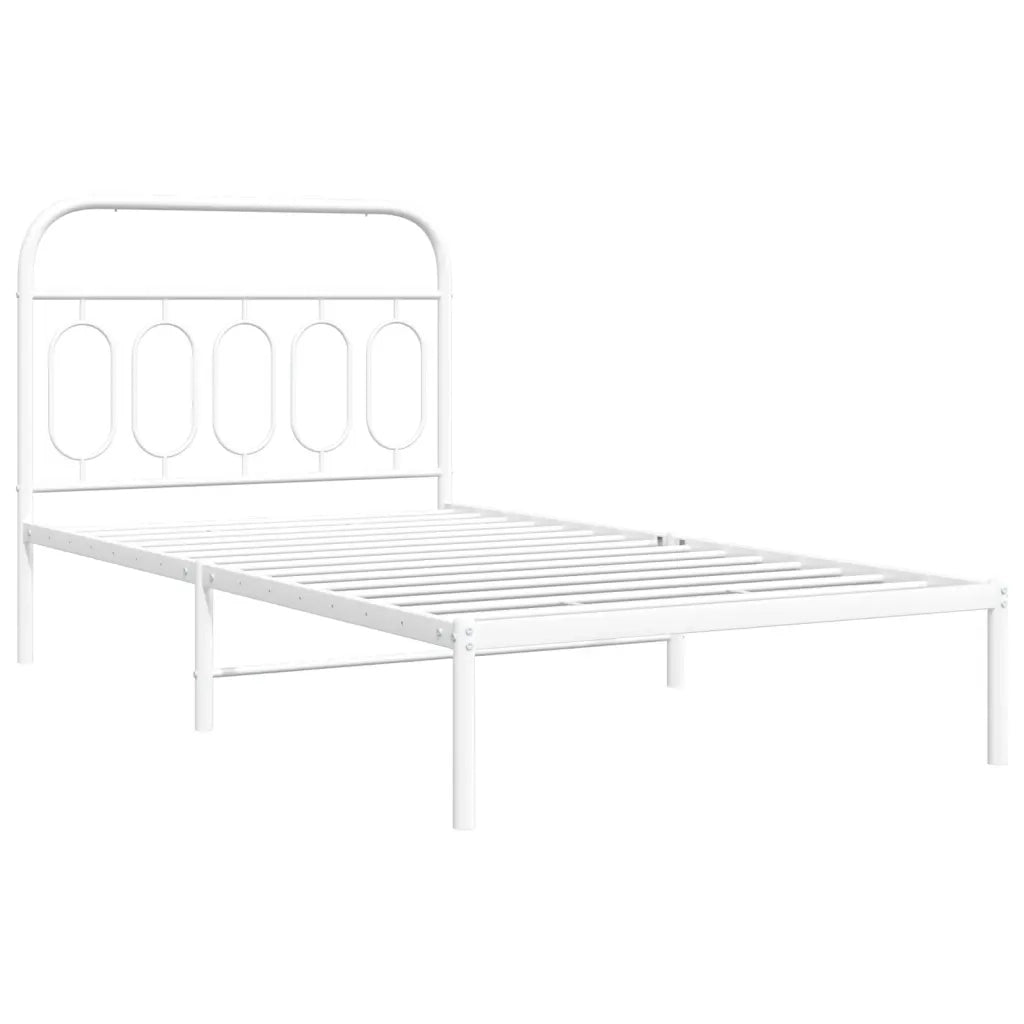 Giroletto con Testiera Metallo Bianco 100x200 cm