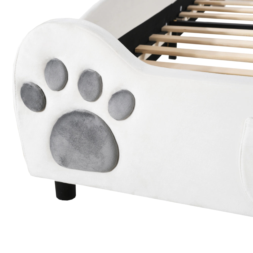 Letto per bambini a forma di orso 90x200 cm in velluto bianco