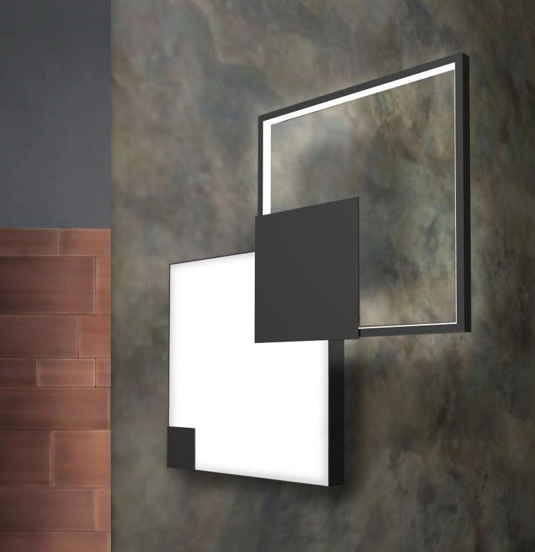 MEDEA-32 N Lampada da parete 32cm led struttura nera in metallo diffusore acrilico satinato, 43W, 3000K, 2786L