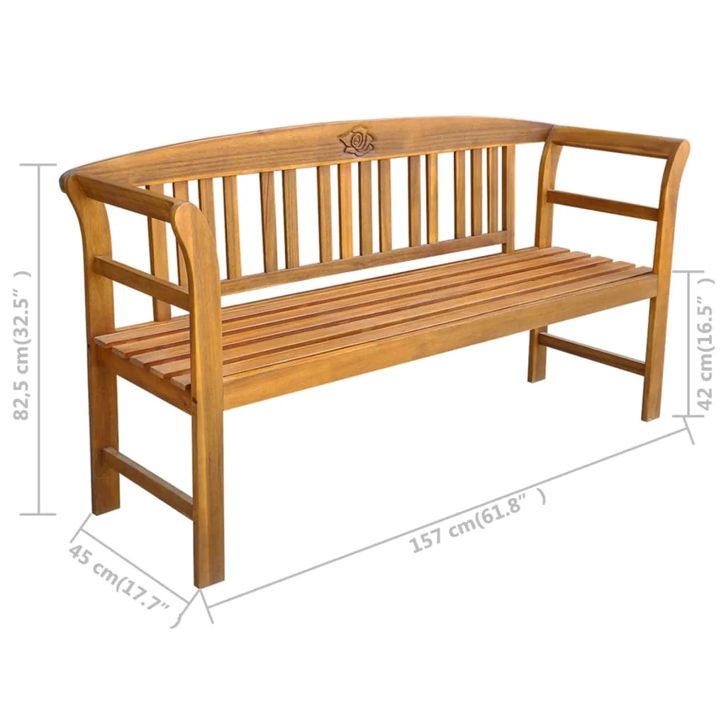 Panca da giardino mobili da esterno per patio terrazza 157 x 45 x 82,5 cm legno massello di acacia 02_0011258