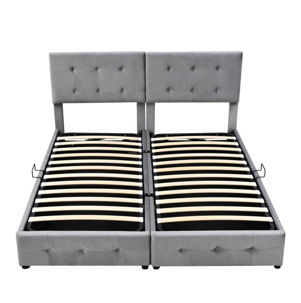 Letto imbottito 180x200 cm con contenitore idraulico e design convertibile