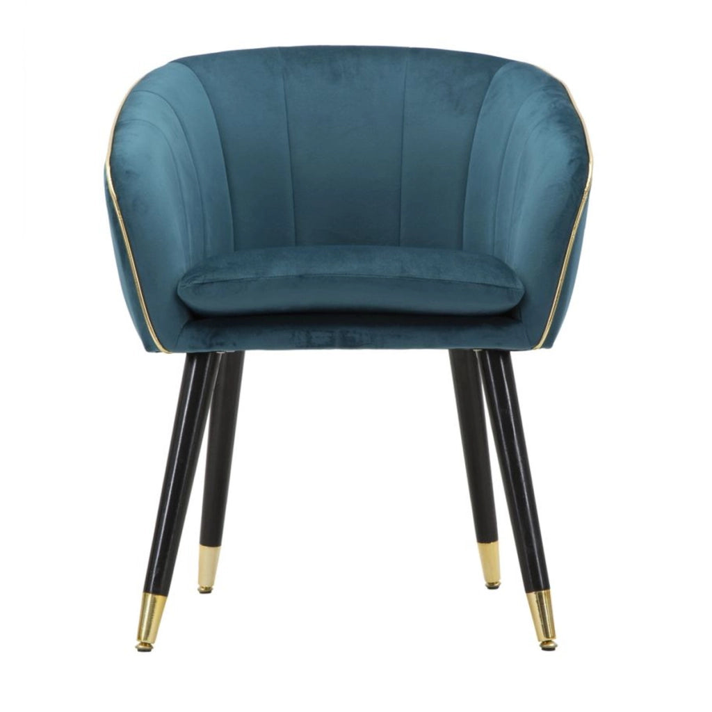Poltrona Paris ottanio e gold in tessuto con gambe dorate – 62 x 58 x H 78 cm
