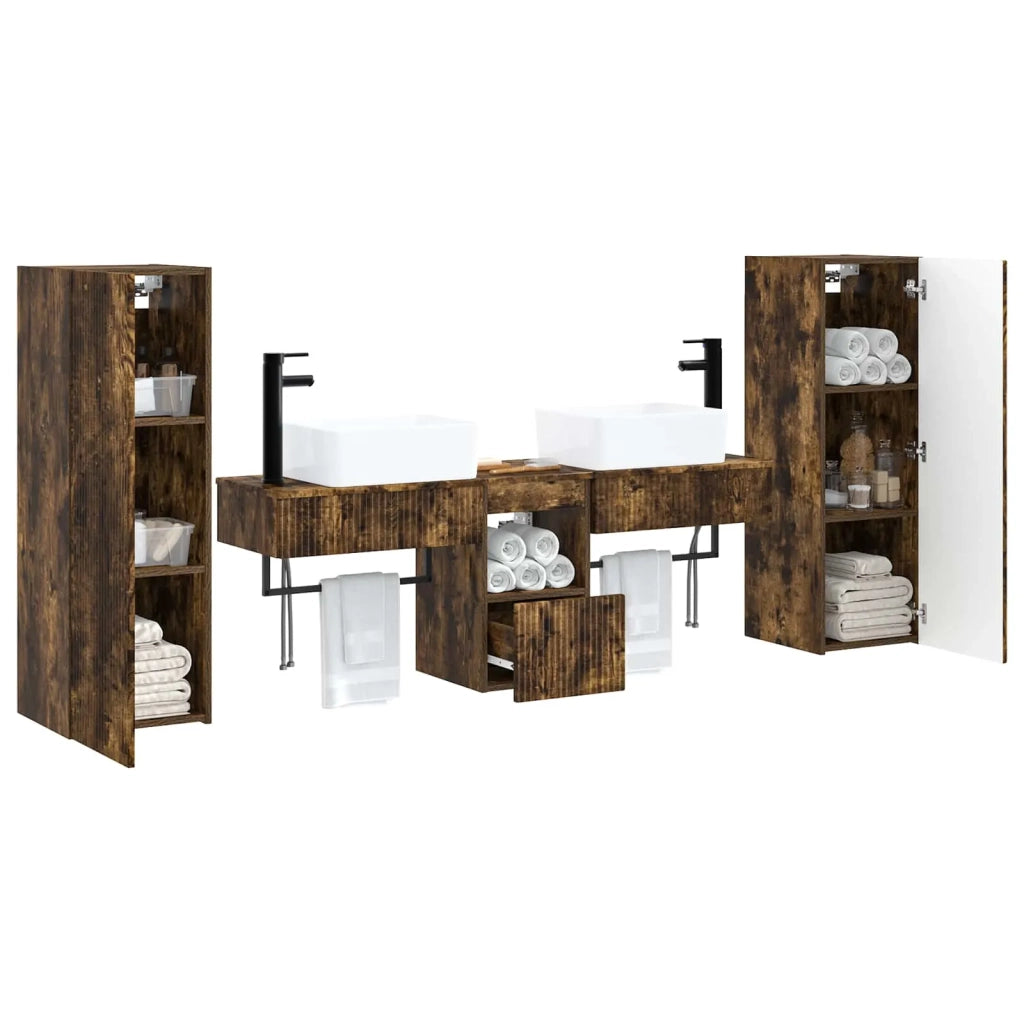 Set di mobili per il bagno 5 pz Rovere Fumo 33 x 34,5 x 100 cm 3405978