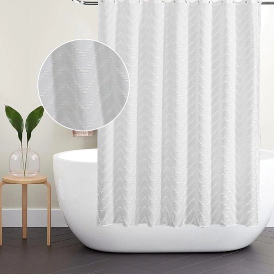 Douchegordijn 180x180 cm in tessuto a tinta unita - tenda bagno boho con 12 ganci - accessori per la stanza da bagno