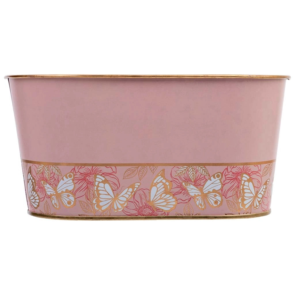 Cestino in metallo rosa 19,5x11,5x9 B16,5x8,5