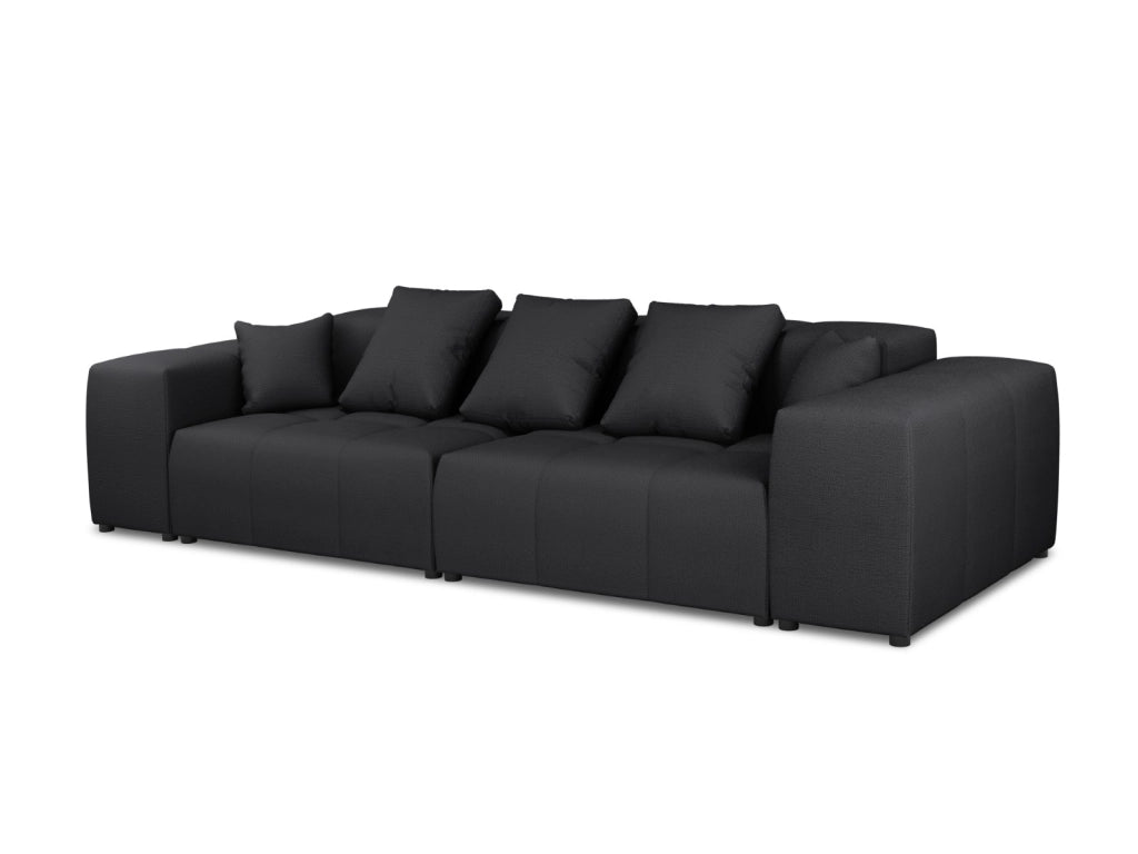 Cosmopolitan Design - Divano modulare "Rome" 3 posti in tessuto strutturato nero 