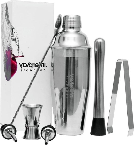 Set di Cocktail 8 pezzi con shaker da 750 ml in acciaio inossidabile con jigger, spremipasto, muddler e cucchiaio da bar - regali di Natale per lui