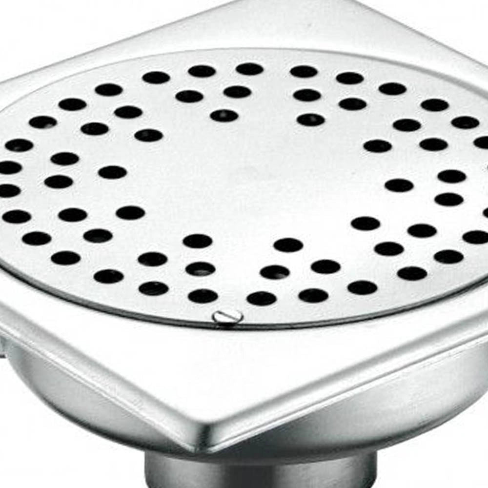 Piletta da pavimento sifonata in inox, cm 15x15