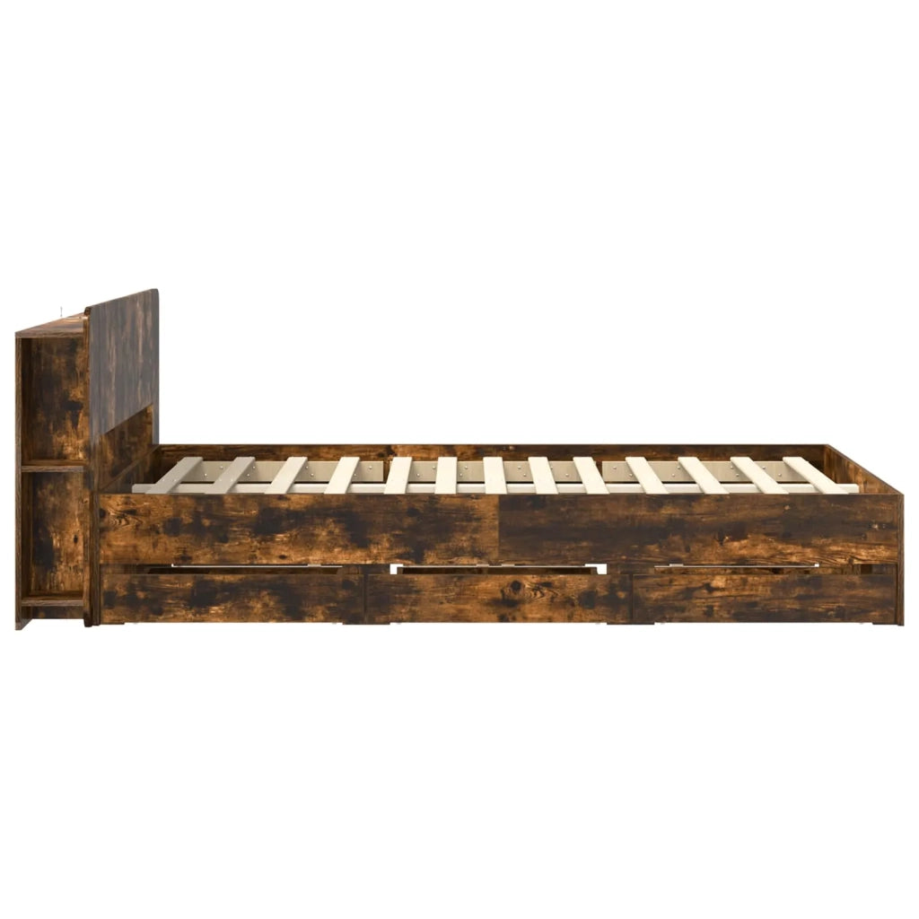 Telaio del letto con storage Rovere Fumo 120 x 190 cm