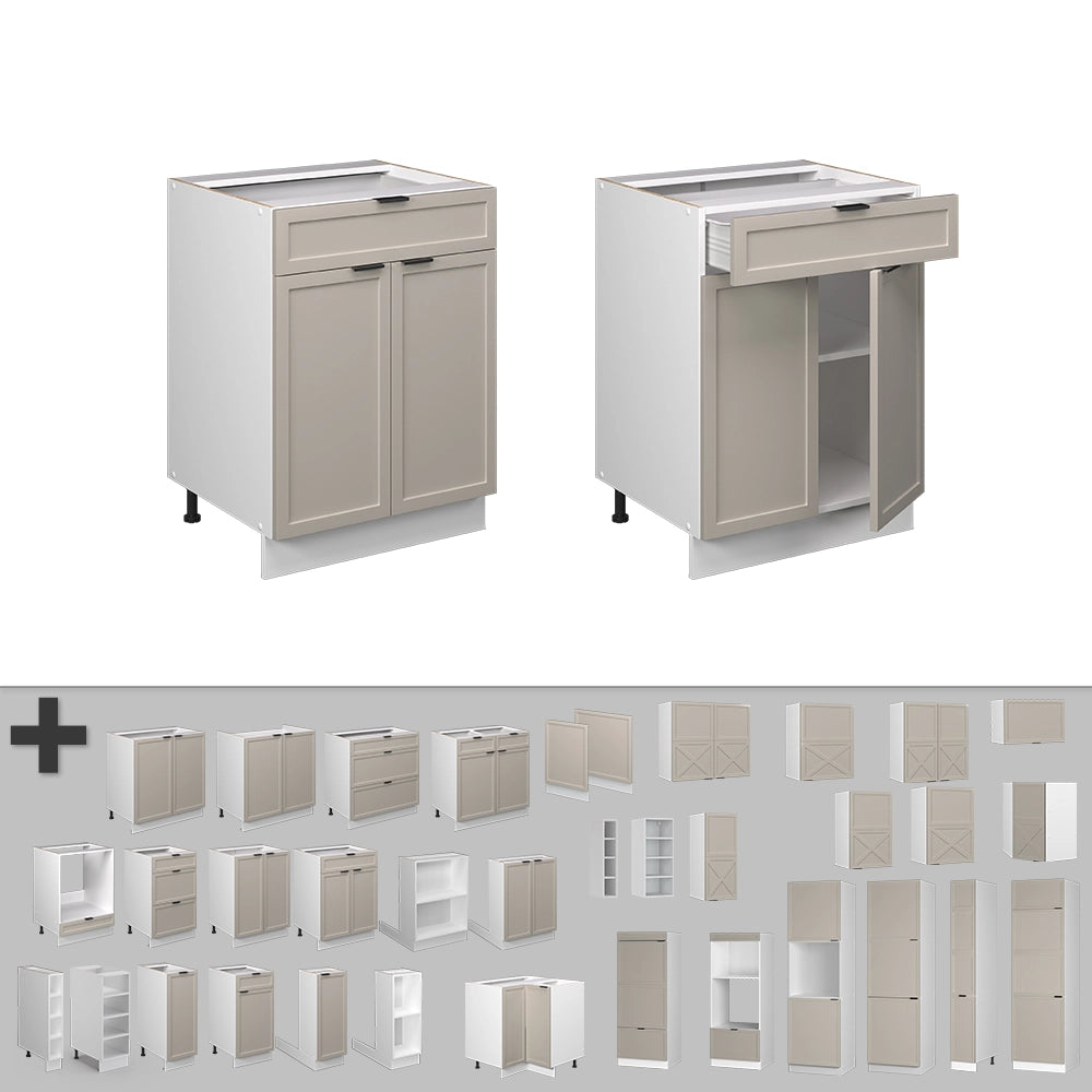 Vicco Mobiletto base per cucina GrigioBeige 60 cm con cassetto, senza piano di lavoro