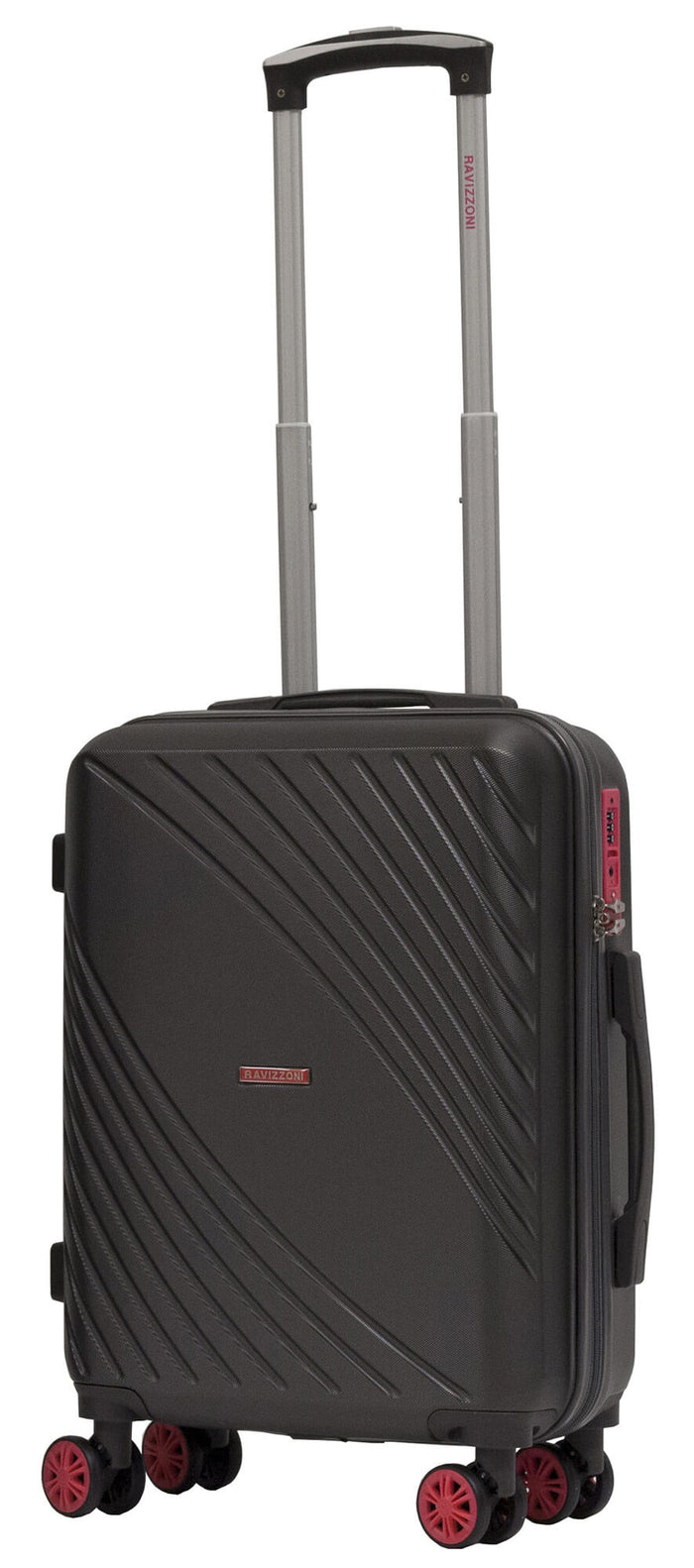 Set 3 Valigie Trolley Rigide in ABS 4 Ruote TSA Ravizzoni Fresh Antracite e Fucsia