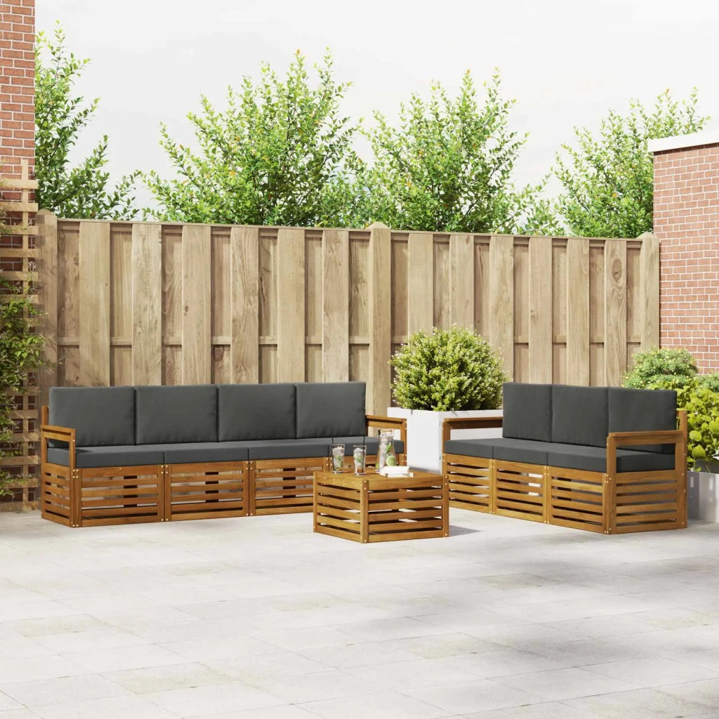 Set divani 8 pcs Naturale e Antracite Legno di Acacia Massello 3374477