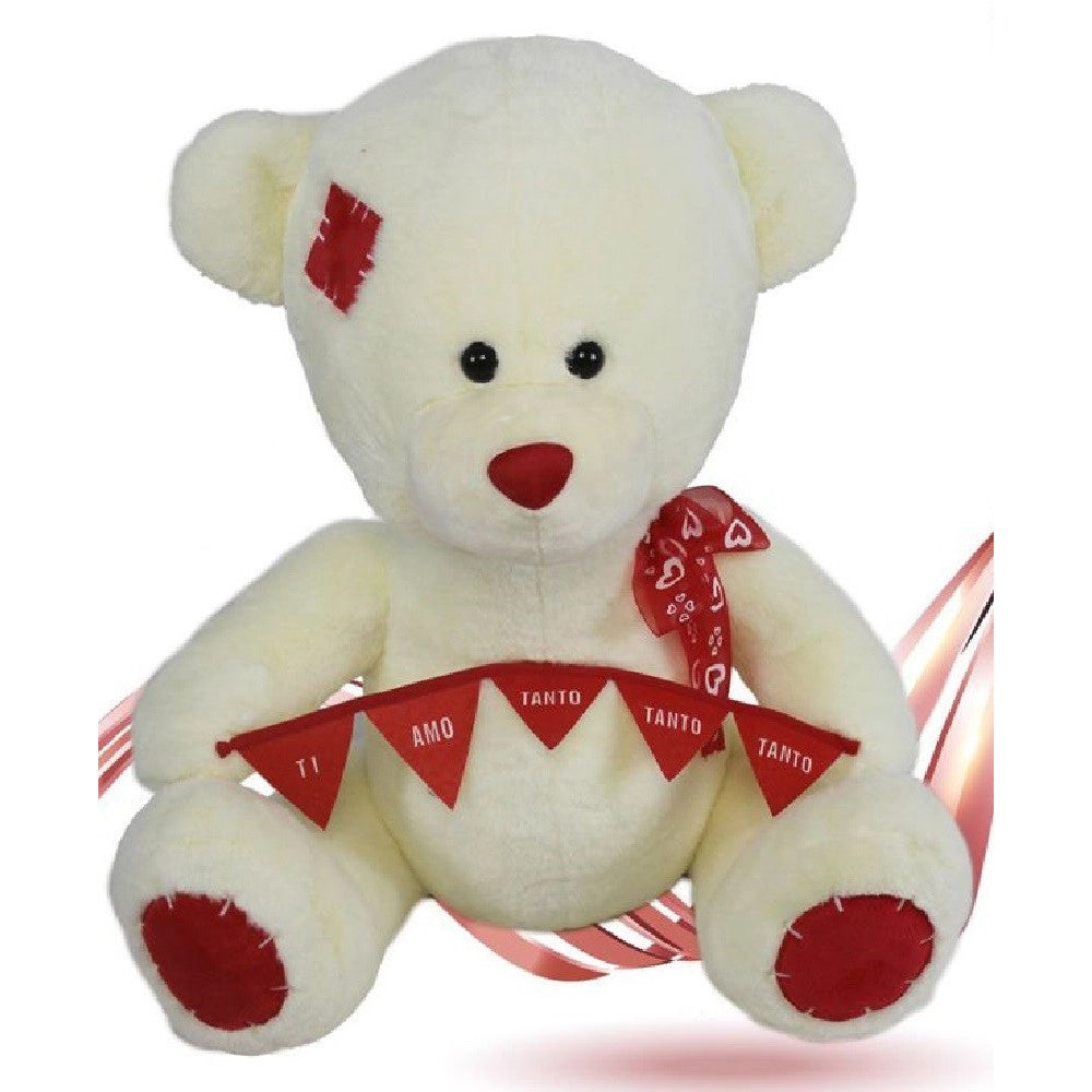 Trade Shop - Orso Peluche Fiocco Festone "ti Amo Tanto Tanto Tanto" 55 Cm San Valentino 93871 -