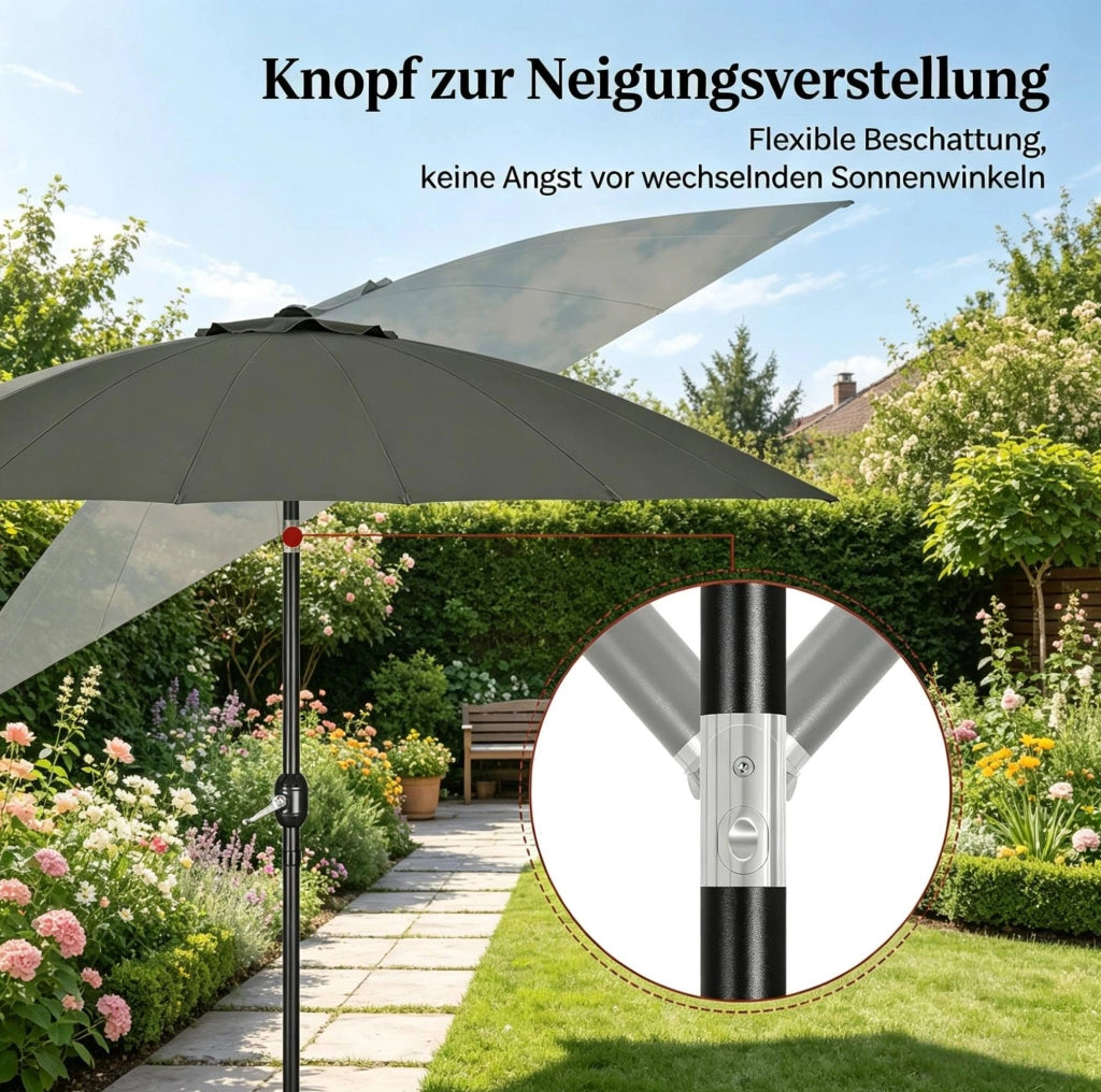 Ombrellone da giardino inclinabile grigio scuro Ø257 cm