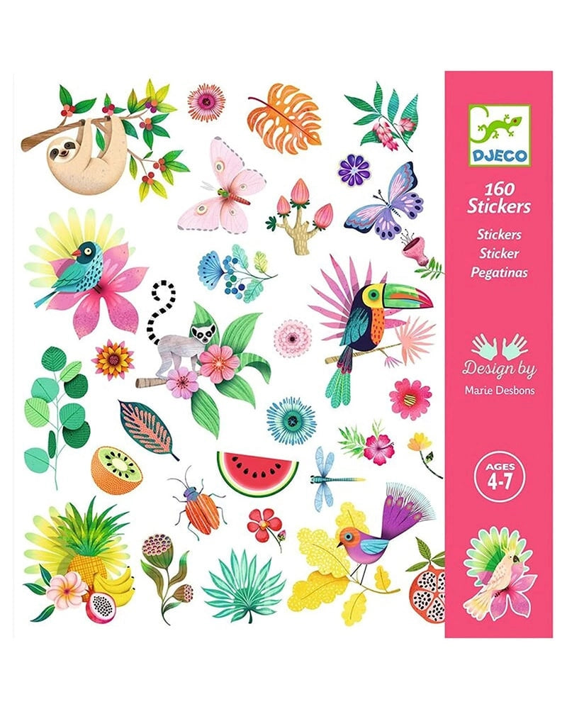 160 Adesivi Natura Tropicale ,Djeco,eta 4-7 anni