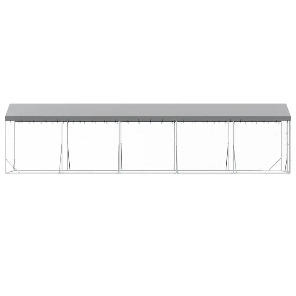 Cuccia Cani da Esterno Tetto Argento 2x10x2,5 m Acciaio Zincato 3190484