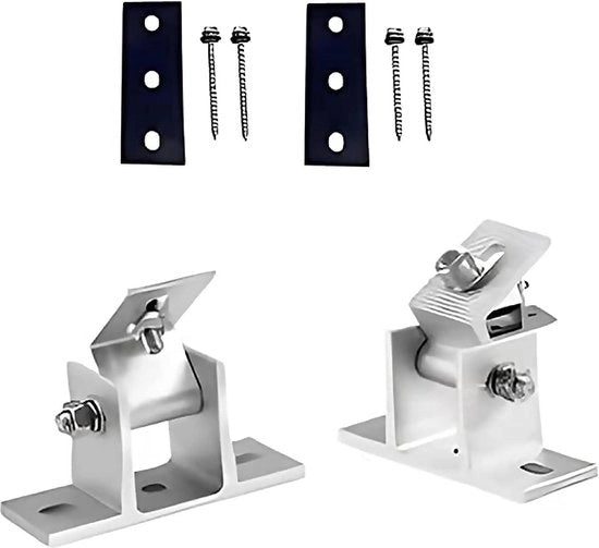 Montaggio di Pannelli Solari Flessibili - Sostegni di Pannello Solare Raddrizzabili - Fermi di Fine in Acciaio Inossidabile - Supporto per Pannelli Solari - Standa per Pannelli Solari - Regolabile da 15-30° - Montaggio su Argento.