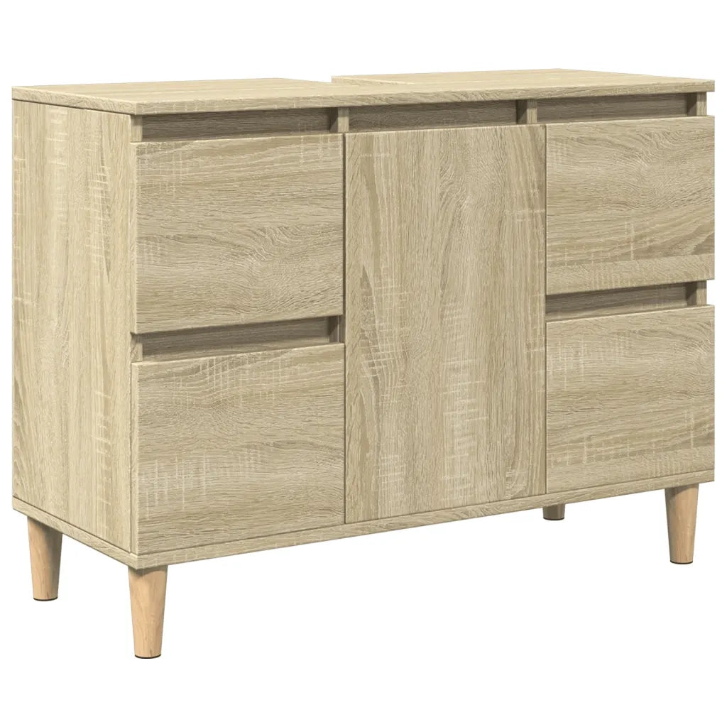Set Mobili da Bagno 3 pz Rovere Sonoma in Legno Multistrato