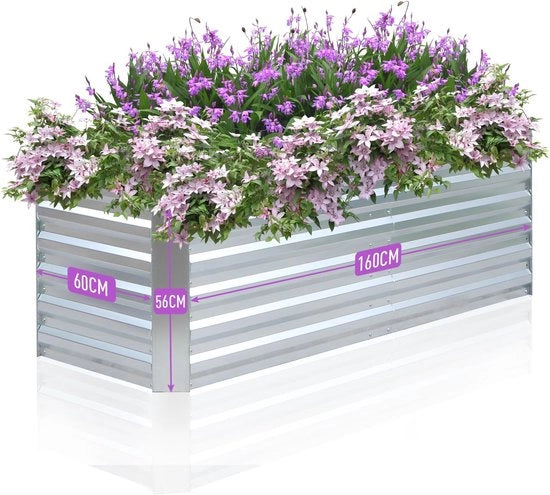 Letto per giardino elevato 160 x 60 x 56 cm - per coltivare facilmente verdure, fiori e erbe