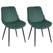 Set di 2 sedie da pranzo in velluto verde smeraldo con gambe in acciaio nero senza braccioli set da pranzo salotto soggiorno moderno