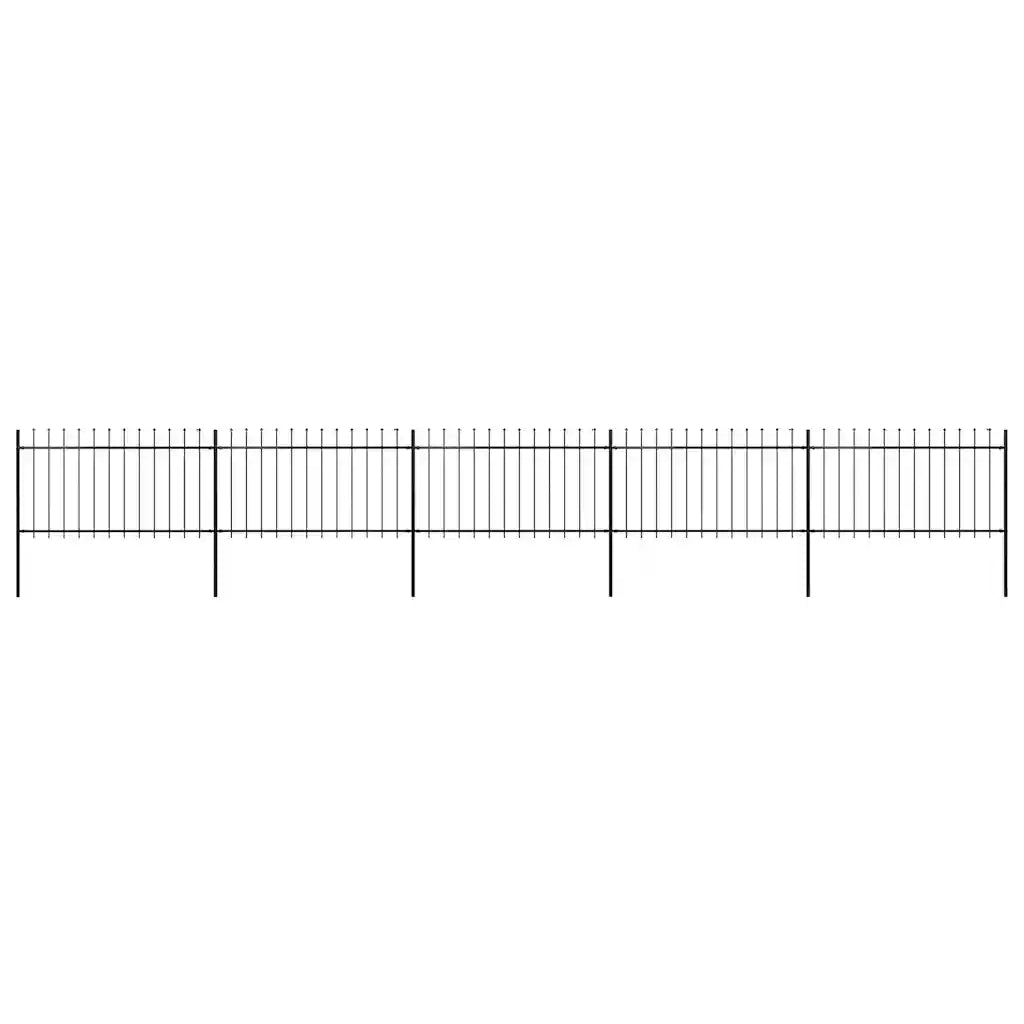 Recinzione da Giardino | Recinzione da cortile con Punta a Lancia in Acciaio 892,5x100 cm Nero
