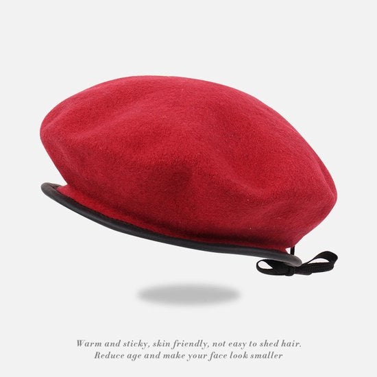 Cappello da giardinaggio invernale e primaverile, cappello retro britannico primaverile e estivo, cappello da ragazzo semplice per affilare il viso, rosso