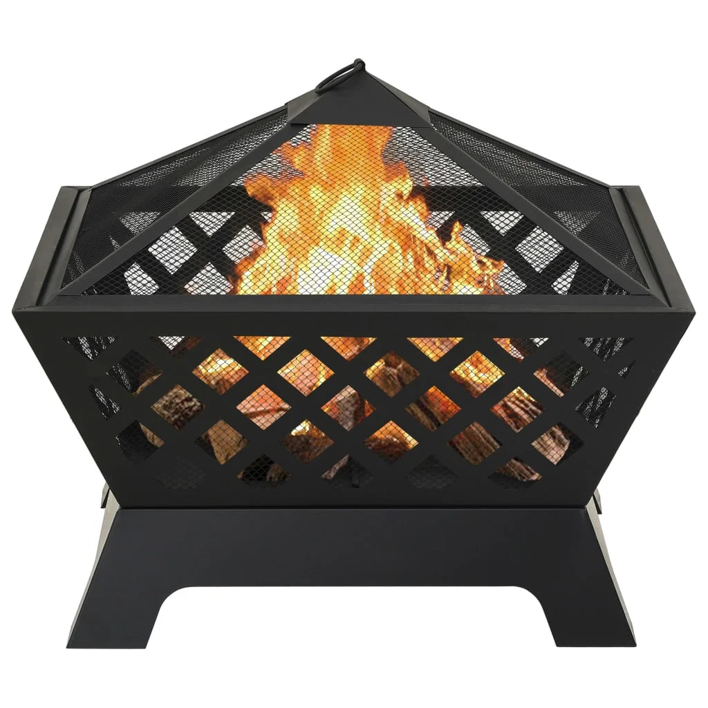 Braciere con attizzatoio 64 cm XXL acciaio nero 02_0005958