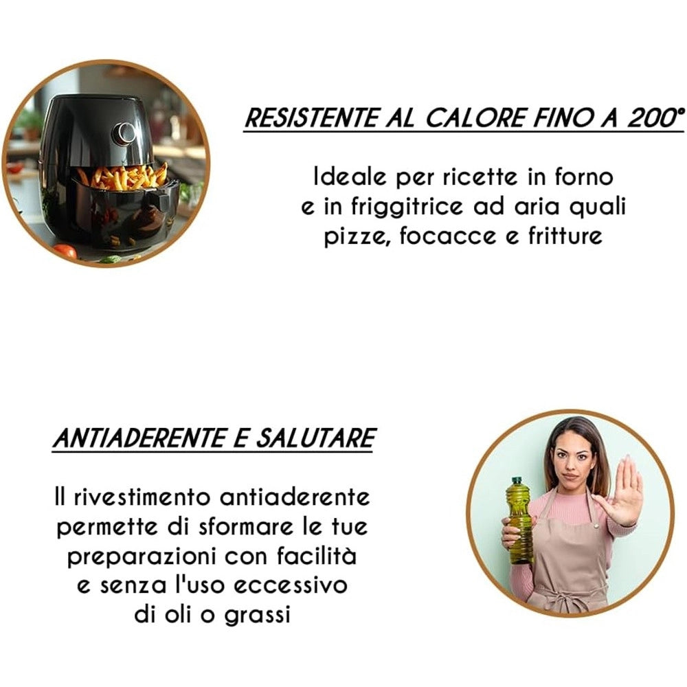 Trade Shop - Teglia Rotonda 20cm Per Friggitrice Ad Aria Forno Antiaderente Tortiera Focaccia 054095 -