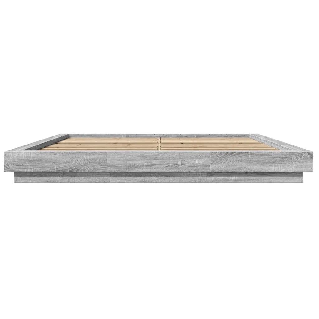 Giroletto Luci LED-Struttura Letto con LED Grigio Sonoma 200x200 cm Legno Multistrato 426264