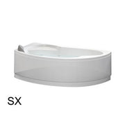 Vasca Hydro 165x85 cm versione DESTRA angolare asimmetrica semicircolare serie Vogue con rubinetteria