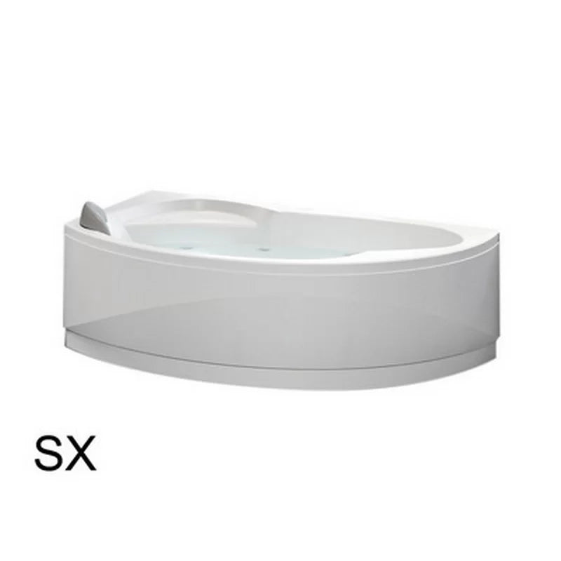 Vasca Hydro 165x85 cm versione DESTRA angolare asimmetrica semicircolare serie Vogue con rubinetteria