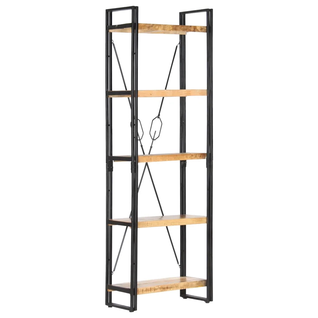 Libreria a 5 Ripiani-Scaffale per Libri-Mobile di Stoccaggio 60x30x180 cm in Legno Massello di Mango