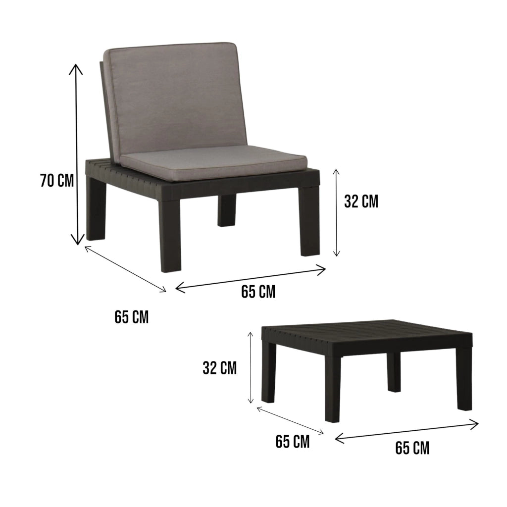 Salottino Outdoor Ermes, set Salotto da Esterno 4 Posti Made in Italy, Nero Antracite