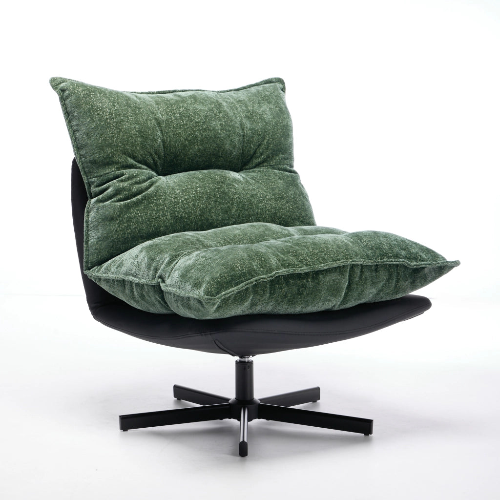 Poltrona Relax Girevole ¨C Xylo ¨C Verde, Similpelle, Chenille, Schienale Reclinabile