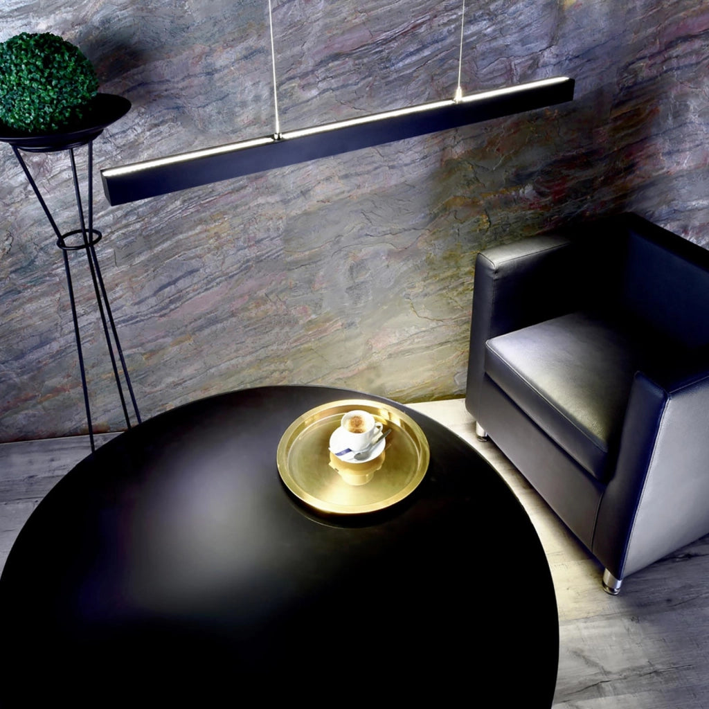 Lampadario LED 60W dimmerabile pendente barra sospensione doppia emissione 4000K luce indiretta scrivania ufficio NERO
