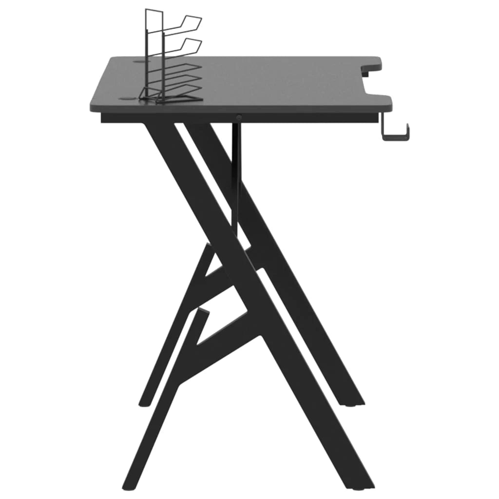 Scrivania tavolo postazione di lavoro mobile per computer studio per computer scrivania da gioco con gambe a Y 90 x 60 x 75 cm nero 02_0023772